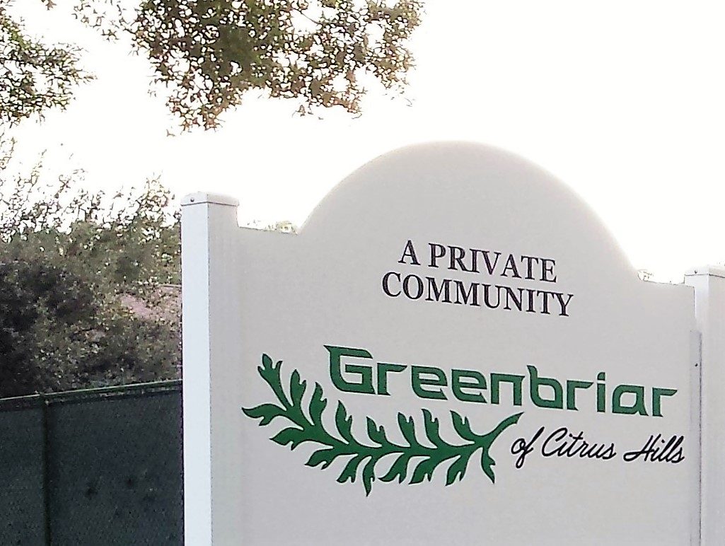 Greenbriar of Citrus Hills entrance sign